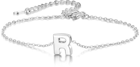 Candyfancy 925 Sterling Silver Initial Bracelet for Women Silver Alphabet Bracelet 16cm Plus 5cm Extension Chain Adjustable Letter Bracelet