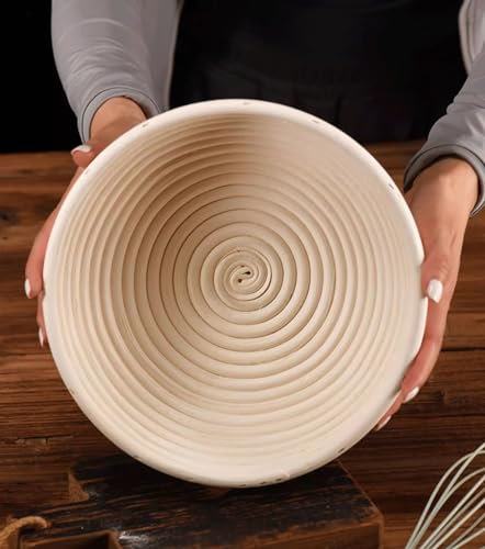 Gärkorb Zum Brotbacken Gärkörbchen Proofing Basket Brotkörbchen Brotform Für Professionelle Hausbäcker Mit Leintüchern Gärkorb Set, Brot Gärkörbchen Aus Peddigrohr Zum Brot Backen (Size : Round 25cm