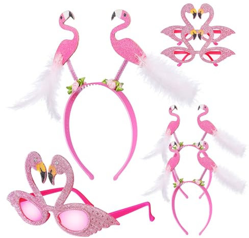 SAKURRDD 1 Set Flamingo-Brillen, Party-Sonnenbrillen, Flamingo-Partydekorationen, Flamingo-Fancy-Stirnband for Sommer-Themenparty-Dekor/385