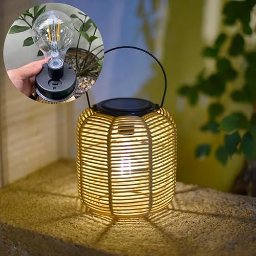 Uziqueif Solarlampen Für AußEn Garten, Hängend Solarleuchten Für Balkon, Solar Laterne Outdoor, Wetterfest, Solarleuchte Für AußEn Gartenleuchte Terrasse Deko, Rattan,C