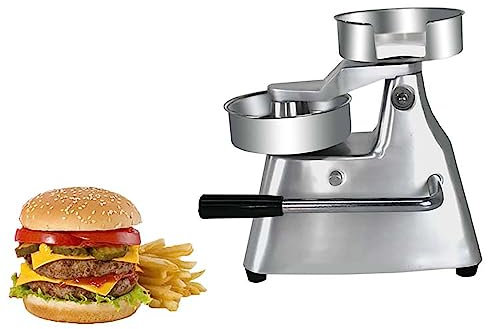 SUYHKO Macchina per Hamburger Commerciale, Macchina per Formare Hamburger in Acciaio Inossidabile da 13 Cm, Impugnatura Resistente/Antiscivolo/Tappetino in Gomma, per Cibo da Ristorante per Hamburger