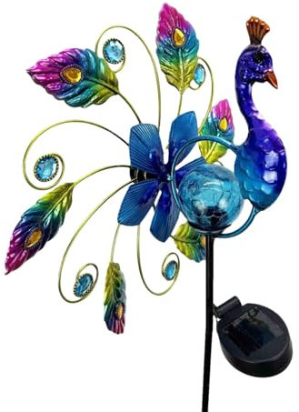 Éolienne en forme d'animal de jardin | Éolienne d'extérieur | Éolienne en forme de pois | Magnifique éolienne de jardin à énergie solaire - Oiseau exotique coloré - Décorations de jardin et de