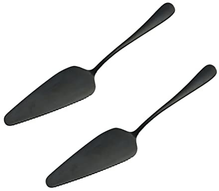 Cake Slice Cake Pie Server Pizza Spatula Stainless Steel with Fine Serrated Edge for Wedding Anniversary Birthday Party Black 2PCS Cake Spatula