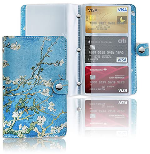 Czzmy PU-Leder Visitenkartenmappe für 96 Karten Ideal für Büro und Praxis Visitenkartenbuch Kundenkarten Kreditkarten(1-Peach Blossom)