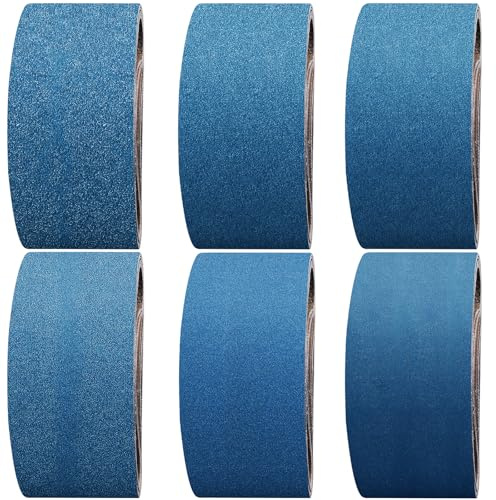 Shineboc Nastri Abrasivi 100 x 610 mm, 10 Pezzi Nastro Abrasivo 40/60/80/120/240/400 Grane Carta Abrasiva per Levigatrice a Nastro per Lucidare Metallo, Legno