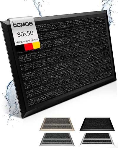 bomoe Fußmatte Außen rutschfest Rostfrei Fussabtreter Aussenbereich | 50x80cm Anthrazit Outdoor-Fußmatte Eingang Fußabstreifer Gitter Fusmattenteppich Türmatte Sauberlaufmatte AluGant