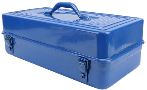 Blue Toolbox Metal Structure High Load Bearing Portable Tool Storage Organizer for Workshop Garage Car Job Site Fishing Tackle and Gear Box (450 Heightening Toolbox)