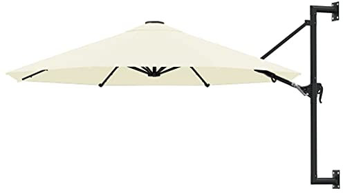 QXIWAOE Lawn & Garden,Outdoor Living,Outdoor Umbrellas & Sunshades,Wall-Mounted Parasol with Metal Pole 300 cm Sand
