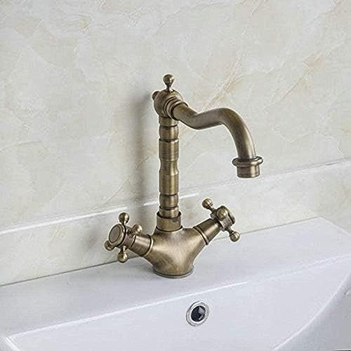ROMOER Wasserhahn, Schwenkbar, Antiker Messingstrahl, Gedreht, Für Küche, Badezimmer, Waschbecken, Mischbatterie, Doppelgriffe, Deckmontage, Warm- Und Kaltwasserhähne