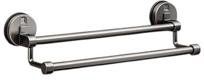 Suction Cup Towel Rack Double Bar Towel Rack Slipper Storage Rack Bathroom Shelf Wall Mounted Towel Rack No Drilling Required,Suitable for Kitchen/Bathroom/Washroom/Washstand (60cm,Double layer)