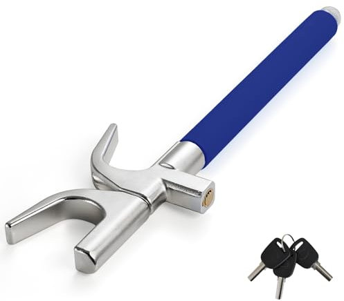 Warmiehomy Heavy-Duty Steering Wheel Lock - Universal Anti-Theft Device for Cars, Vans, and Trucks - Adjustable Length, Blue