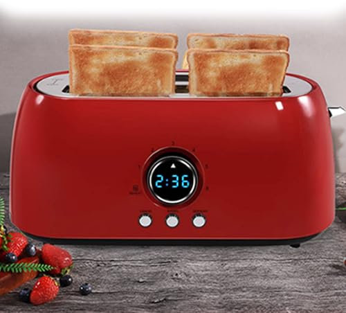 Tostadora Comercial, Tostadora De Pan De Ranuras Anchas Con 6 Configuraciones De Tostado, Tostadora De Acero Inoxidable, Bandeja Para Migas ExtraíBle, FuncióN De