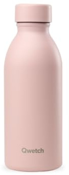 Qwetch - Bouteille Isotherme 500ml Pastel Rose - ICON - Gourde Design Compacte et Élégante Inox Recyclé - 24h Froid et 12h Chaud - Etanche