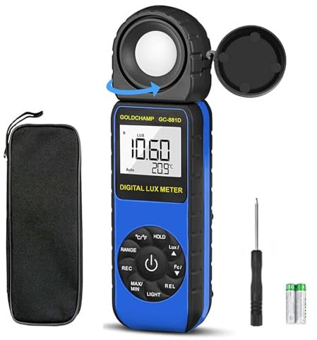 Digital Light Meter, Luxmeter Illuminance Light Meter Measure Lights 0.01~400,000 Lux (0.01~40,000 FC) Foot Candles Luxmeter with 270º Rotated Sensor for Plants LED Lights Indoor Outdoor Light Tester