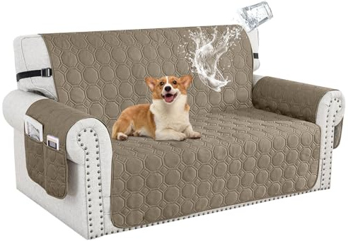 BXFUL 100% Wasserdicht Sofabezug 1 2 3 4 Sitzer, rutschfeste Sofa Überzug, Sofaschoner Waschbar Couchüberzug mit Armlehnen, Universal Sofaüberwurf für Katze Hund (Hellbraun,2 Sitzer)