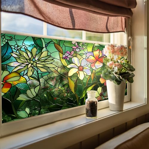Fensterfolie Blickdicht 45x116cm Smaragdgrön Sichtschutzfolie Fenster Selbsthaftend,Milchglasfolie Anti-Uv,Folie Fenster Sichtschutz,Fenster Folie Blickschutz,Blickdichte Fensterfolie