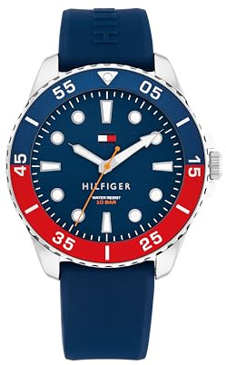 Tommy Hilfiger Orologio con Movimento al Quarzo a Tre Lancette da Uomo con Cinturino in Acciaio Inossidabile o in Silicone