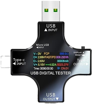 Voltmetro, 6.5A USB Tester DC Tipo-C PD Voltmetro digitale Amper Tensione Corrente Monitor Amperometro Rilevatore Accumulatori e caricabatterie di riserva Misuratore di capacità del caricatore