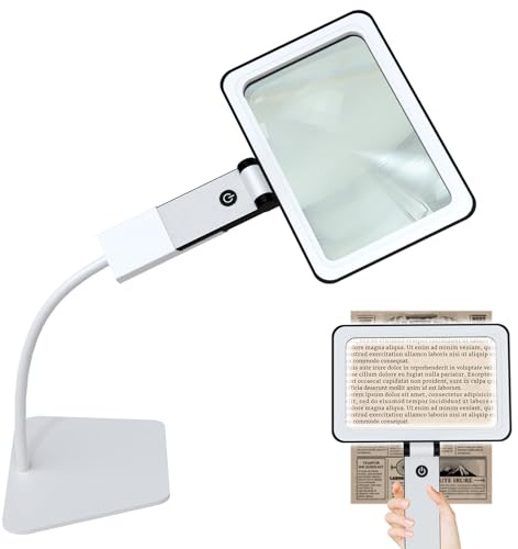 Bonna Folding Reading Magnifier, 3 x Folding Reading Magnifier with Light for Seniors, LED Handheld Magnifier for Reading (magnifying glass with stand)