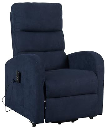 POLTRONE ITALIA fernsehsessel elektrisch senioren 2 Motoren, unabhängig verstellbares Rückenlehnen-Fußteil 4-Rad-Kit unverformbarer Sitz relaxsessel aufstehhilfe Blau