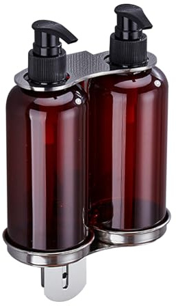 Soporte para Botella de Ducha, Soporte para Botella de Ducha, jabón Moderno de Pared para dispensador Doble de 300 ml, Estante de Acero Inoxidable para baño, Cocina, con Tornillos, Plateado, jabón de
