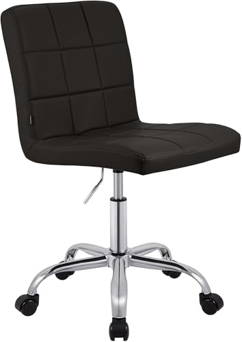 CLP Arbeitshocker höhenverstellbar mit Lehne und Rollen Darfield, Arbeitsstuhl ergonomisch 360° drehbar, Kosmetikstuhl bis 150 kg belastbar | Farbe braun Material Kunstleder