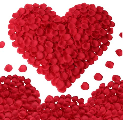 ZYLOUY 5000 Stück Rosenblätter Rot, Dunkelrote Getrocknete Rosenblätter, Künstliche Blätter Für Rosen, Romantic Tischaufsatz Deko Für Valentine Hochzeit Geburtstag Heiratsantrag
