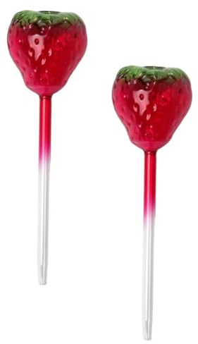 Yardenfun Lot de 2 Globes d'Arrosage Automatiques en Verre de Fraise Bâtonnets d'Arrosage pour Plantes d'Intérieur et d'Extérieur Système Goutte à Goutte pour Entretien sans Effort