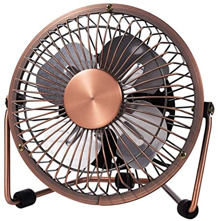Ventilatore da scrivania USB Mini ventola di raffreddamento portatile ultra silenziosa da 4 pollici Piccola silenziosa e potente in metallo Rotazione a 360° per desktop da ufficio Letto da viaggio Al