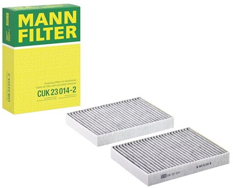 MANN-FILTER CUK 23 014-2 Innenraumfilter/Kabinenluftfilter - Pollenfilter mit Aktivkohle - (2er Set) für Pkw + Transporter