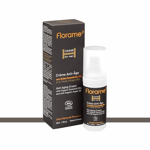 Florame Crème Anti-Âge Homme - Lissage & Atténuation des Rides | Visage & Contour des Yeux, Peaux Masculines, Fabriquée en France