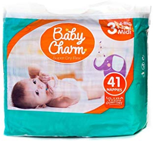 Baby Charm Super Dry Flex Pants | Windeln ohne den Einsatz von Chlor | Gr. 3 Midi | für Baby 4-9 kg | 1 x 41 Stück