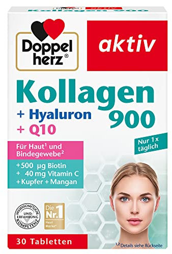 Doppelherz Kollagen 900 – Mangan und Kupfer tragen zur normalen Bindegewebsbildung bei – 30 Tabletten