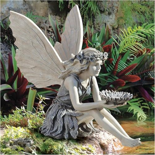 CHJIEJIE Decorazione da giardino per sedersi magica fata, elfi seduti statuette da giardino, statuetta Tudor e Turek, resina artigianale paesaggistica cortile decorazione giardino statua elfo