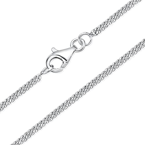 DTPsilver® 925 sterlingsilver delikat och robust halsband/pansarkedja – fjäderringslås eller karbinhake – bredd: 2 mm – olika längder: 40, 45, 51, 55, 61 cm, Sterlingsilver