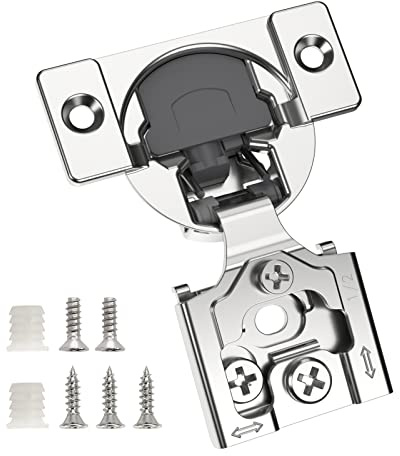 Chibery 10 Pack 1/2 Overlay Concealed Soft Close Hinge for Face Frame Door, Self Closing Hidden Hinge with 3 Way Adjustability, Satin Brushed Nickel 105 Degree Open Angle for Kitchen Storage Cabinet