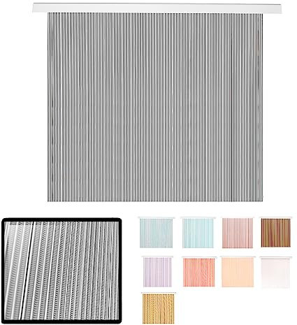 LUCA HOME - Cortina Puerta Exterior e Interior - Cortina de Puerta en PVC alumnio - Cortina fácil instalación - Evita Insectos y bichos (Gris Blanco, 90cm)