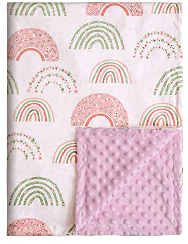 Soarwg Kids Baby Blanket Regali neonato, morbide coperte di peluche con fondo punteggiato, tessuto in pile Essentials per Unisex, bambini, ragazze 75x100cm(arcobaleno rosa)