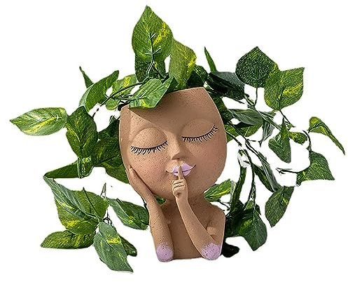 CANDeal Maceta, Maceta de Cara, Maceta de Dibujos Animados, diseño de Cabeza Humana, suculentas, Maceta de jardín para Interiores y Exteriores, con Orificio de Drenaje