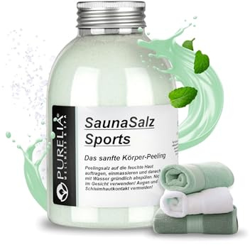 PURELIA Sauna Salz Sports 650g Peelingsalz Sauna Salz Peeling Körperpeeling