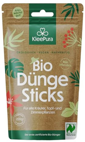 KleePura Bio Dünge Sticks für Topf- und Zimmerpflanzen, ca. 200 Stück, Vegane Düngestäbchen für Blüh- & Grünpflanzen