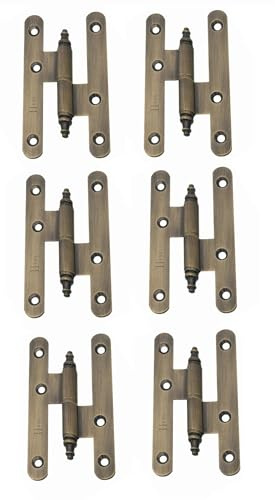 AZERODESIGN-Bisagras Puertas Madera-Bisagras para Puertas-Pernio Bisagra-Material Acero con Remates-Pack 6 Unidades-Medidas100x57mm-Cantos Redondo(IZQUIERDA, BRONCE RUSTICO)
