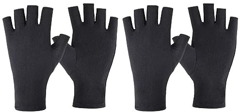 VEGCOO 2 pares de guantes UV uñas, guantes profesionales de manicura, guantes UV para uñas, guantes sin dedos para manicura, conducción, pesca