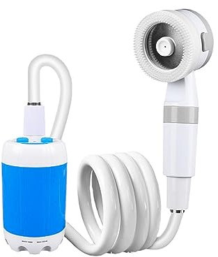 Perfeclan Tragbare Außendusche mit Schlauch, wiederaufladbare Campingdusche, Handbrause, Camping-Duschpumpe, elektrische Dusche