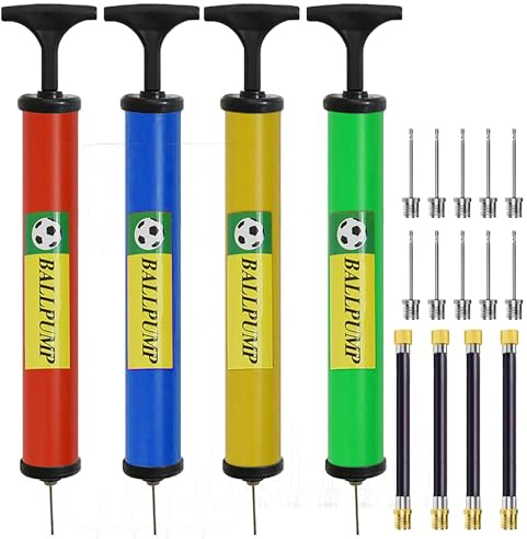 GULLAIIR Football pump, Portable Air Pump, Ball Pump Inflator Kit with Needle, Nozzle, Extension Hose for Football Basketball Water Polo Rugby Exercise Sports Ball Balloon (4X Pumps)