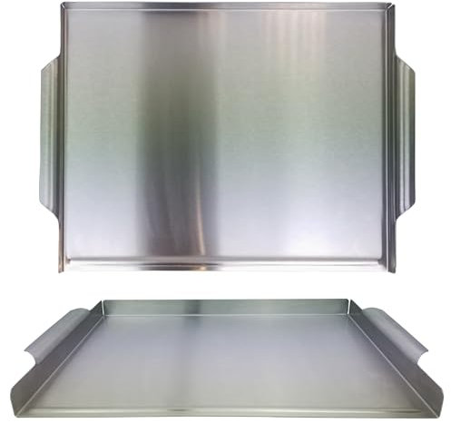 Gardenko Grillplatte 40x29 cm aus Edelstahl, 1 kg, 1 mm dick – Grillpfanne mit Griffen & hohen Rändern, ideal für Burger, Fleisch, Fisch, Gemüse, Eier & Plancha auf Holzkohlegrill