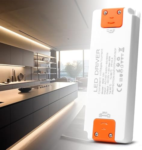 BRIMETI LED Trafo 230V auf 12V Transformator 60W 5A LED Driver Treiber Schaltnetzteil AC 230V auf DC 24 Volt Power Supply Kompakter Extrem Dünner Konstantspannung Niedervolttrafo für Streifen Indoor