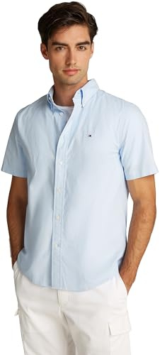 Tommy Hilfiger Herr FLEX POPLIN SOLID S/S SHIRT MW0MW37584 S/S skjorta, blå, 3XL, Blå (söt blå), 3XL