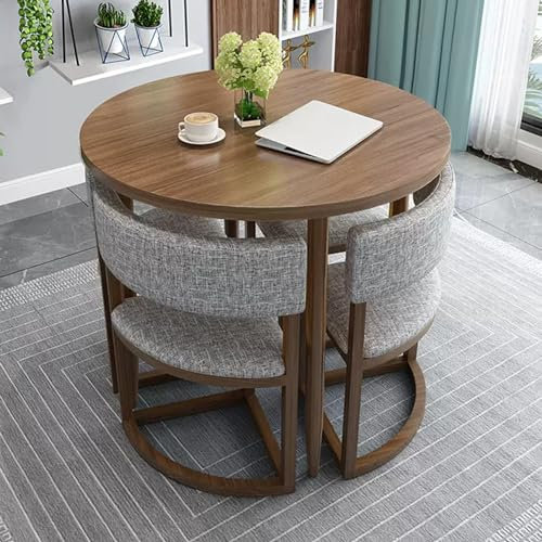 YUGXTH Esstisch mit 4 Stühlen Set, Tisch und Stühle Set, Besprechungstisch, Rund Konferenztisch, Empfangtisch Esstisch, Verhandlungstisch, für Esszimmer Küche Wohnzimmer(Gray line A)