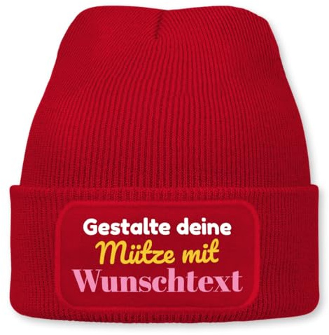 Personalisierte Beanie Strickmütze mit Wunschtext | Unisex Wintermütze warm & elastisch | Geschenkidee für Damen & Herren, Apres-Ski, Karneval, Fasching, Fasnet, Weihnachtsmarkt, Glühwein